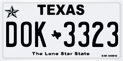 TX license plate DOK3323