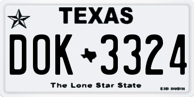 TX license plate DOK3324