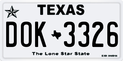 TX license plate DOK3326