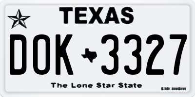 TX license plate DOK3327