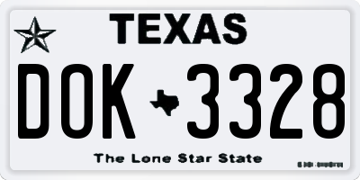 TX license plate DOK3328
