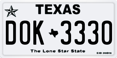 TX license plate DOK3330