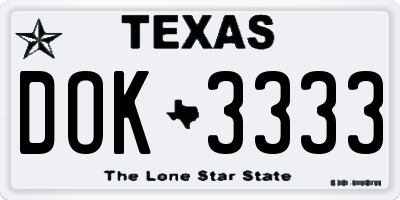 TX license plate DOK3333