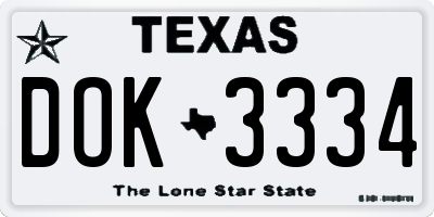 TX license plate DOK3334