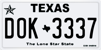 TX license plate DOK3337