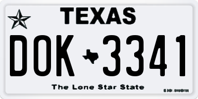 TX license plate DOK3341