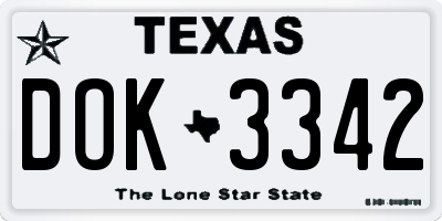 TX license plate DOK3342
