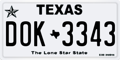 TX license plate DOK3343