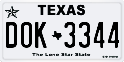 TX license plate DOK3344