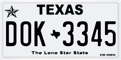 TX license plate DOK3345