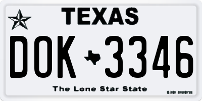 TX license plate DOK3346