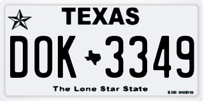 TX license plate DOK3349