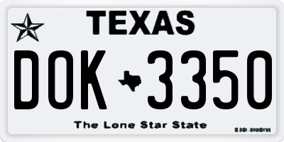 TX license plate DOK3350