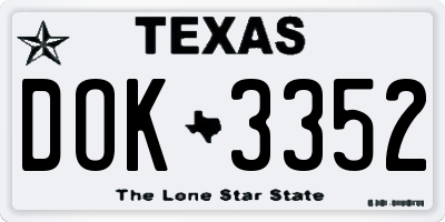 TX license plate DOK3352
