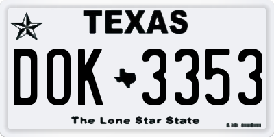 TX license plate DOK3353