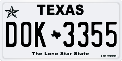 TX license plate DOK3355