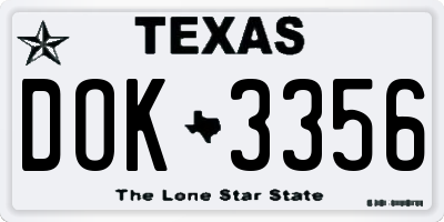 TX license plate DOK3356