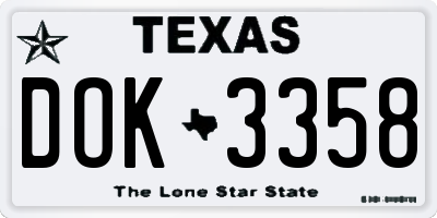 TX license plate DOK3358