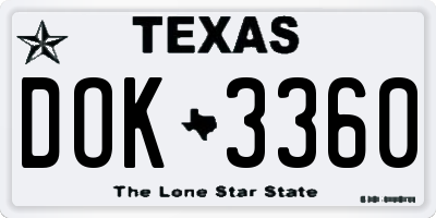TX license plate DOK3360