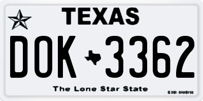TX license plate DOK3362