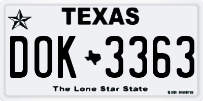 TX license plate DOK3363
