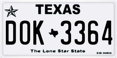 TX license plate DOK3364