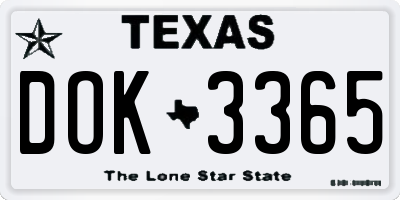 TX license plate DOK3365