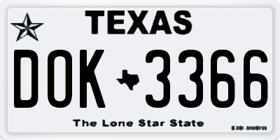 TX license plate DOK3366