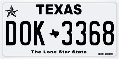 TX license plate DOK3368
