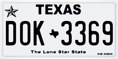 TX license plate DOK3369