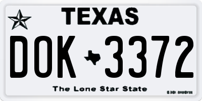 TX license plate DOK3372