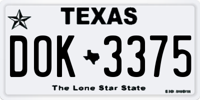 TX license plate DOK3375