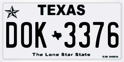TX license plate DOK3376