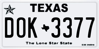 TX license plate DOK3377