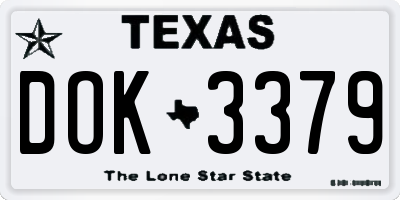 TX license plate DOK3379
