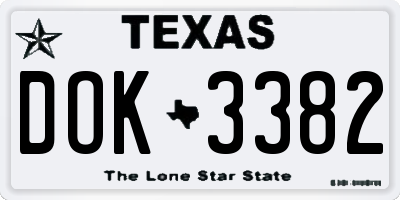 TX license plate DOK3382