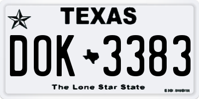 TX license plate DOK3383