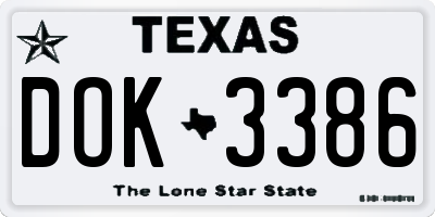 TX license plate DOK3386