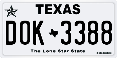 TX license plate DOK3388