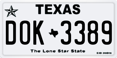 TX license plate DOK3389