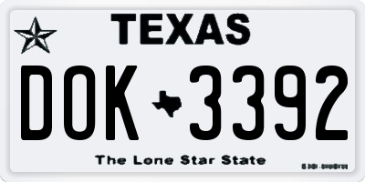 TX license plate DOK3392