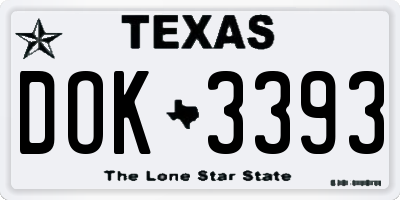 TX license plate DOK3393