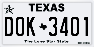 TX license plate DOK3401