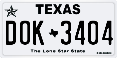 TX license plate DOK3404