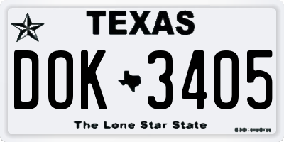 TX license plate DOK3405