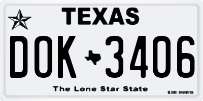 TX license plate DOK3406