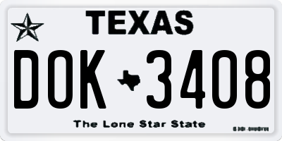 TX license plate DOK3408