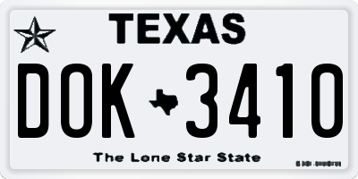 TX license plate DOK3410