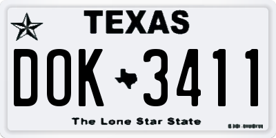 TX license plate DOK3411