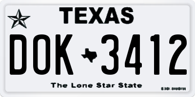 TX license plate DOK3412